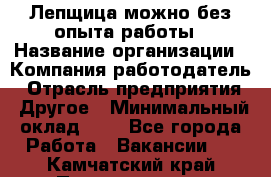 Лепщица-можно без опыта работы › Название организации ­ Компания-работодатель › Отрасль предприятия ­ Другое › Минимальный оклад ­ 1 - Все города Работа » Вакансии   . Камчатский край,Петропавловск-Камчатский г.